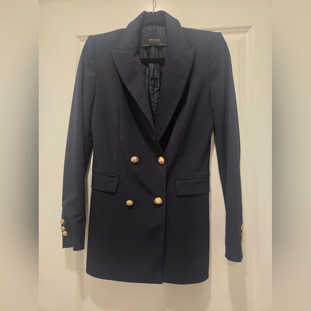 Zara Navy Blazer with Gold Buttons
